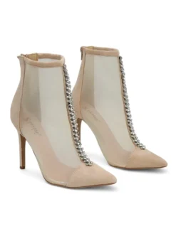 Royalfashion Damskie botki na szpilce z przeźroczystej siateczki Glam Style