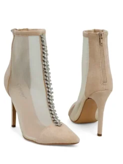 Royalfashion Damskie botki na szpilce z przeźroczystej siateczki Glam Style