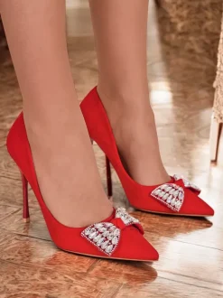 Royalfashion Damskie czółenka na szpilce z kokardką Cocarte