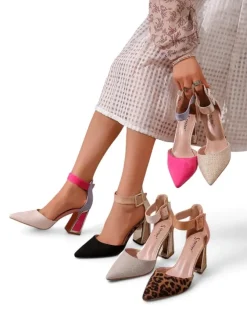 Royalfashion Damskie czółenka z ozdobnym obcasem Sammid