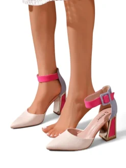 Royalfashion Damskie czółenka z ozdobnym obcasem Sammid