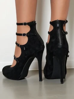 Royalfashion Damskie czółenka na słupku z paseczkami Celose