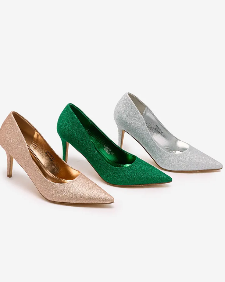 Royalfashion Damskie czółenka na szpilce z brokatem Matomilso