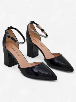 Royalfashion Damskie czółenka lakierowane z paseczkiem z cyrkonii Furoni