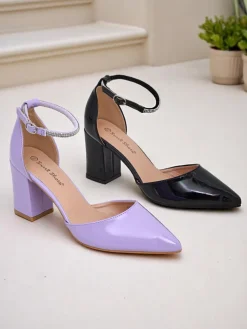 Royalfashion Damskie czółenka lakierowane z paseczkiem z cyrkonii Furoni