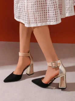 Royalfashion Damskie czółenka z ozdobnym obcasem Sammid