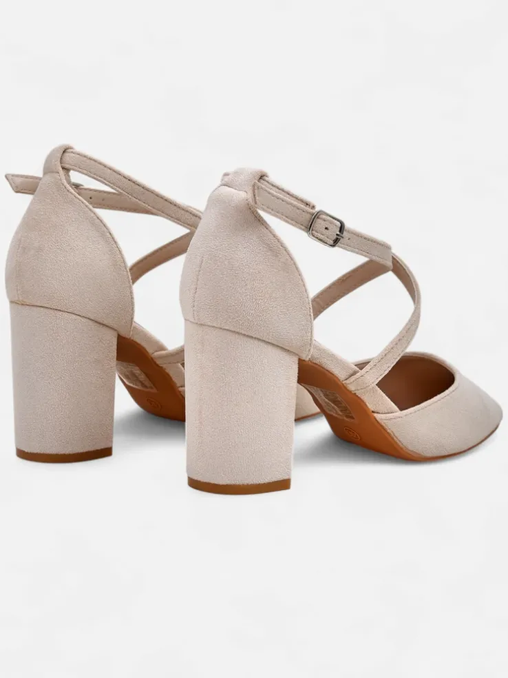 Royalfashion Damskie czółenka eko zamszowe z paseczkami Kanastru