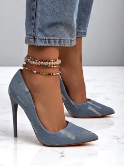 Royalfashion Damskie czółenka na szpilce Denim Chic