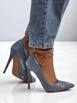 Royalfashion Damskie czółenka na szpilce Denim Chic