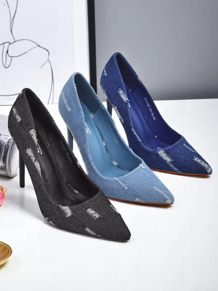 Royalfashion Damskie czółenka na szpilce Denim Chic