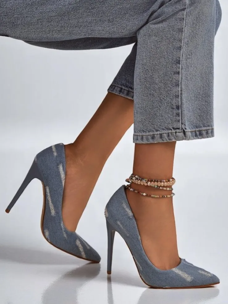 Royalfashion Damskie czółenka na szpilce Denim Chic