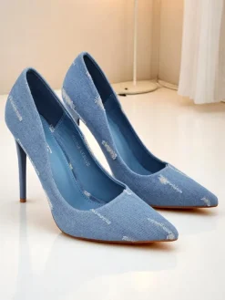 Royalfashion Damskie czółenka na szpilce Denim Chic