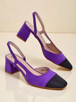 Royalfashion Damskie czółenka na niskim obcasie z ozdobnym noskiem Eleganzo