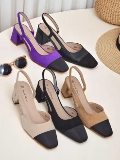 Royalfashion Damskie czółenka na niskim obcasie z ozdobnym noskiem Eleganzo