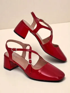 Royalfashion Damskie czółenka na niskim obcasie z ozdobnymi paseczkami Lollita