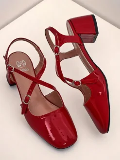 Royalfashion Damskie czółenka na niskim obcasie z ozdobnymi paseczkami Lollita