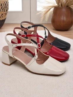 Royalfashion Damskie czółenka na niskim obcasie z ozdobnymi paseczkami Lollita