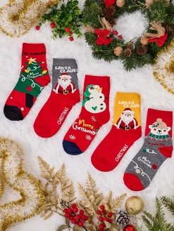 Royalfashion Damskie długie świąteczne skarpety 5/pak