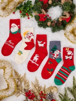 Royalfashion Damskie długie świąteczne skarpety 5/pak