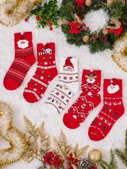 Royalfashion Damskie długie świąteczne skarpety 5/pak