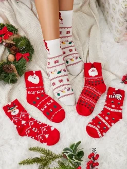 Royalfashion Damskie długie świąteczne skarpety 5/pak