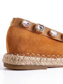 Royalfashion Damskie espadryle z kryształkami w kolorze camel Wamba