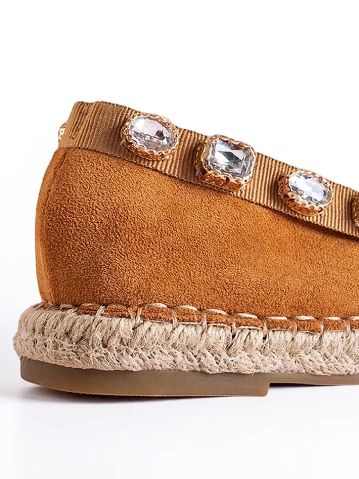 Royalfashion Damskie espadryle z kryształkami w kolorze camel Wamba