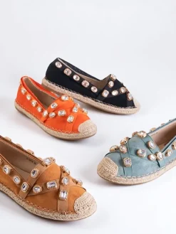 Royalfashion Damskie espadryle z kryształkami w kolorze camel Wamba