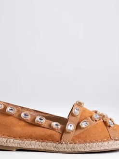 Royalfashion Damskie espadryle z kryształkami w kolorze camel Wamba