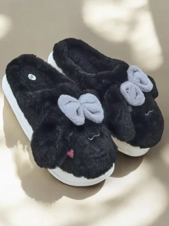 Royalfashion Damskie futrzane kapcie z kokardką Savos