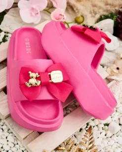 Royalfashion Damskie gumowe klapki z ozdobną kokardką Apis
