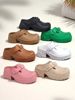 Royalfashion Damskie gumowe klapki na obcasie Voxones