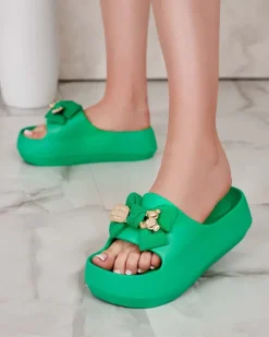 Royalfashion Damskie gumowe klapki z ozdobną kokardką Afeen