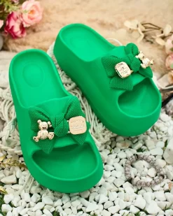 Royalfashion Damskie gumowe klapki z ozdobną kokardką Afeen