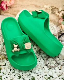 Royalfashion Damskie gumowe klapki z ozdobną kokardką Afeen