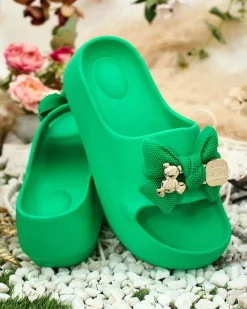 Royalfashion Damskie gumowe klapki z ozdobną kokardką Afeen