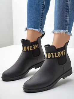 Royalfashion Damskie kalosze matowe z napisem Love Love