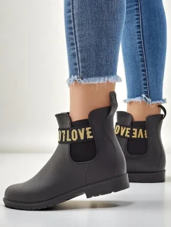 Royalfashion Damskie kalosze matowe z napisem Love Love