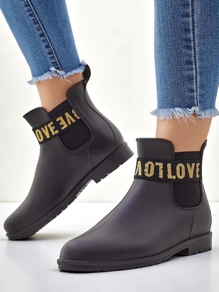 Royalfashion Damskie kalosze matowe z napisem Love Love