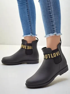 Royalfashion Damskie kalosze matowe z napisem Love Love