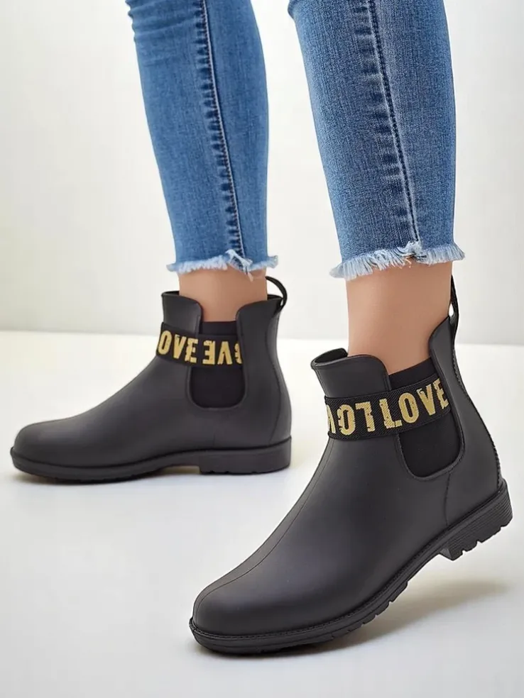 Royalfashion Damskie kalosze matowe z napisem Love Love