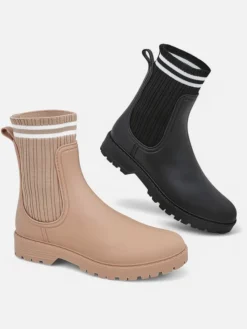 Royalfashion Damskie kalosze z wyższą tkaninową wstawką Scarlesa