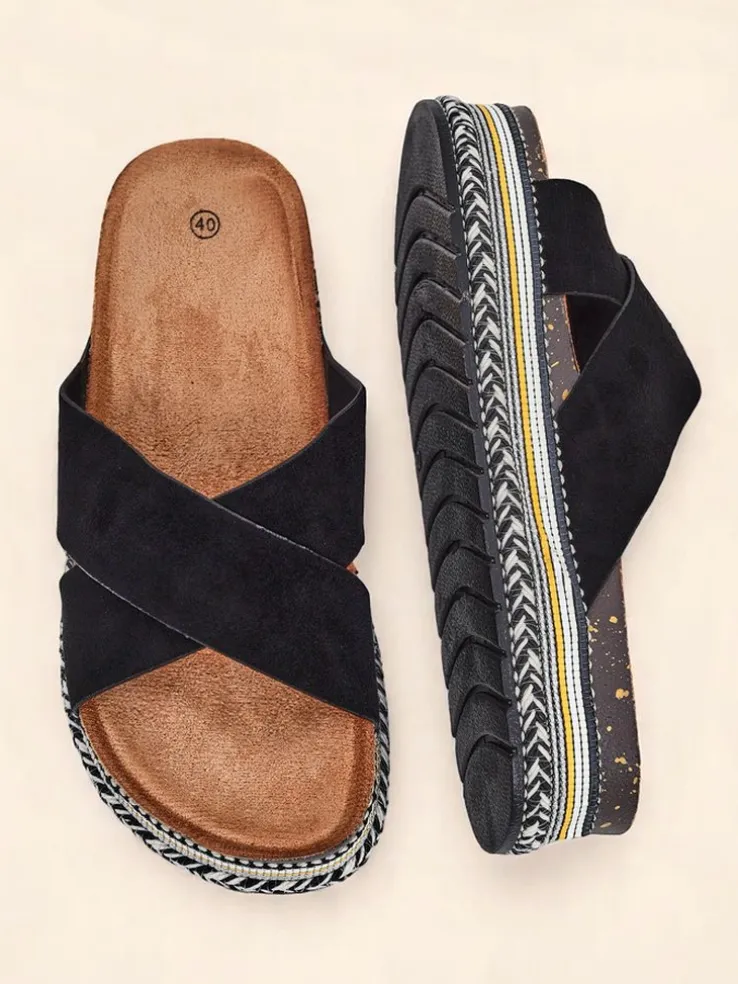 Royalfashion Damskie klapki na płaskiej podeszwie Solea Deco