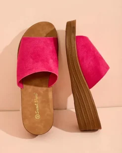 Royalfashion Damskie klapki na niskim koturnie Saffil