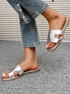 Royalfashion Damskie klapki na płaskiej podeszwie Eval