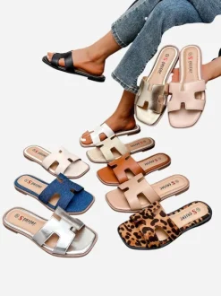 Royalfashion Damskie klapki na płaskiej podeszwie Eval