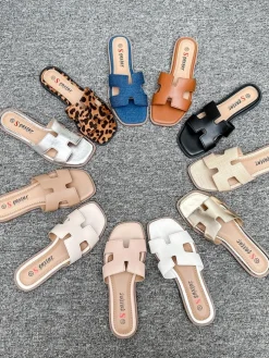 Royalfashion Damskie klapki na płaskiej podeszwie Eval