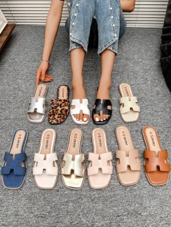 Royalfashion Damskie klapki na płaskiej podeszwie Eval