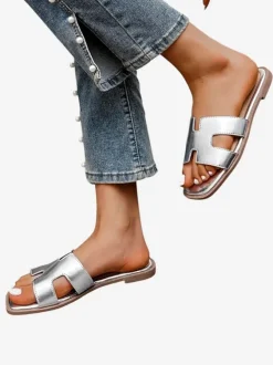 Royalfashion Damskie klapki na płaskiej podeszwie Eval