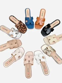 Royalfashion Damskie klapki na płaskiej podeszwie Eval